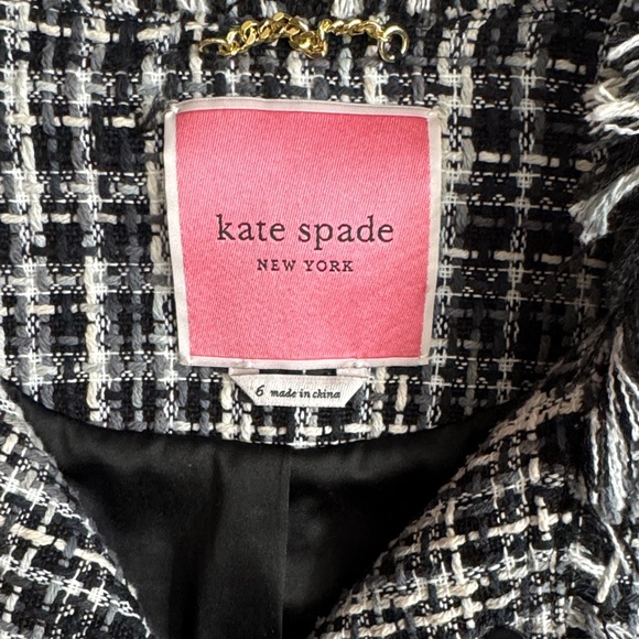 Kate Spade Black and White Tweed pea coat - Picture 2 of 5